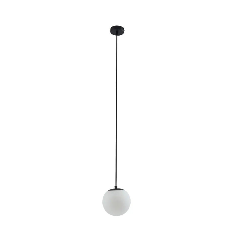 Lucande hængelampe Bidolo, sort, glas, Ø 15 cm, IP44