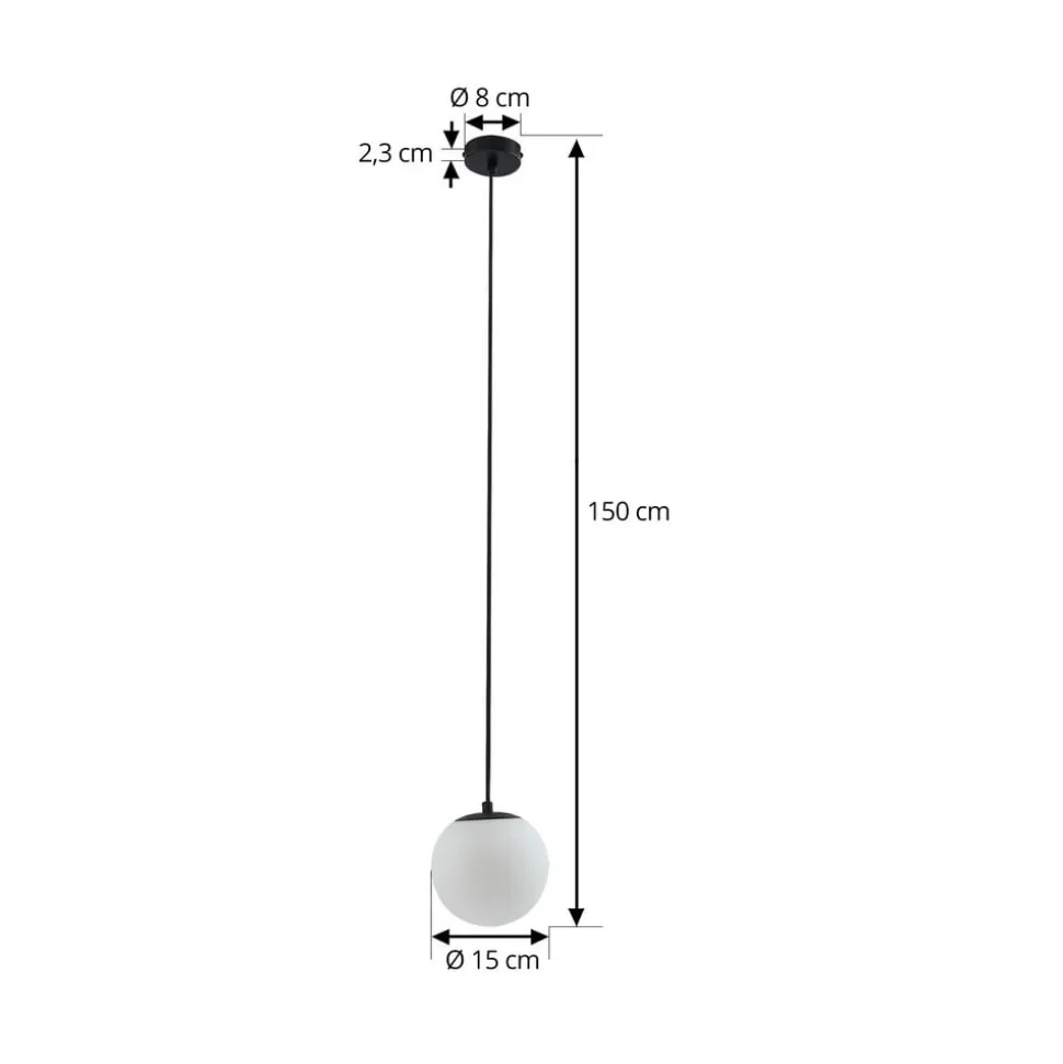 Lucande hængelampe Bidolo, sort, glas, Ø 15 cm, IP44