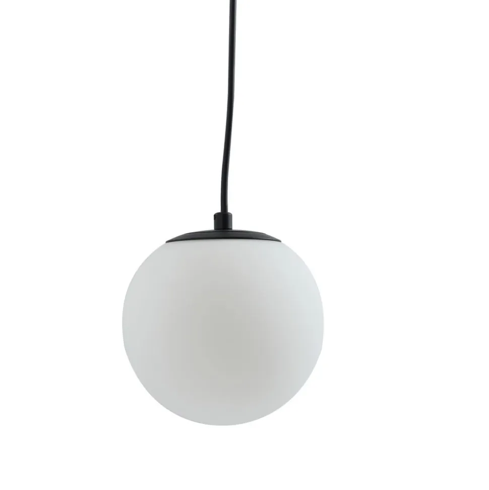 Lucande hængelampe Bidolo, sort, glas, Ø 15 cm, IP44