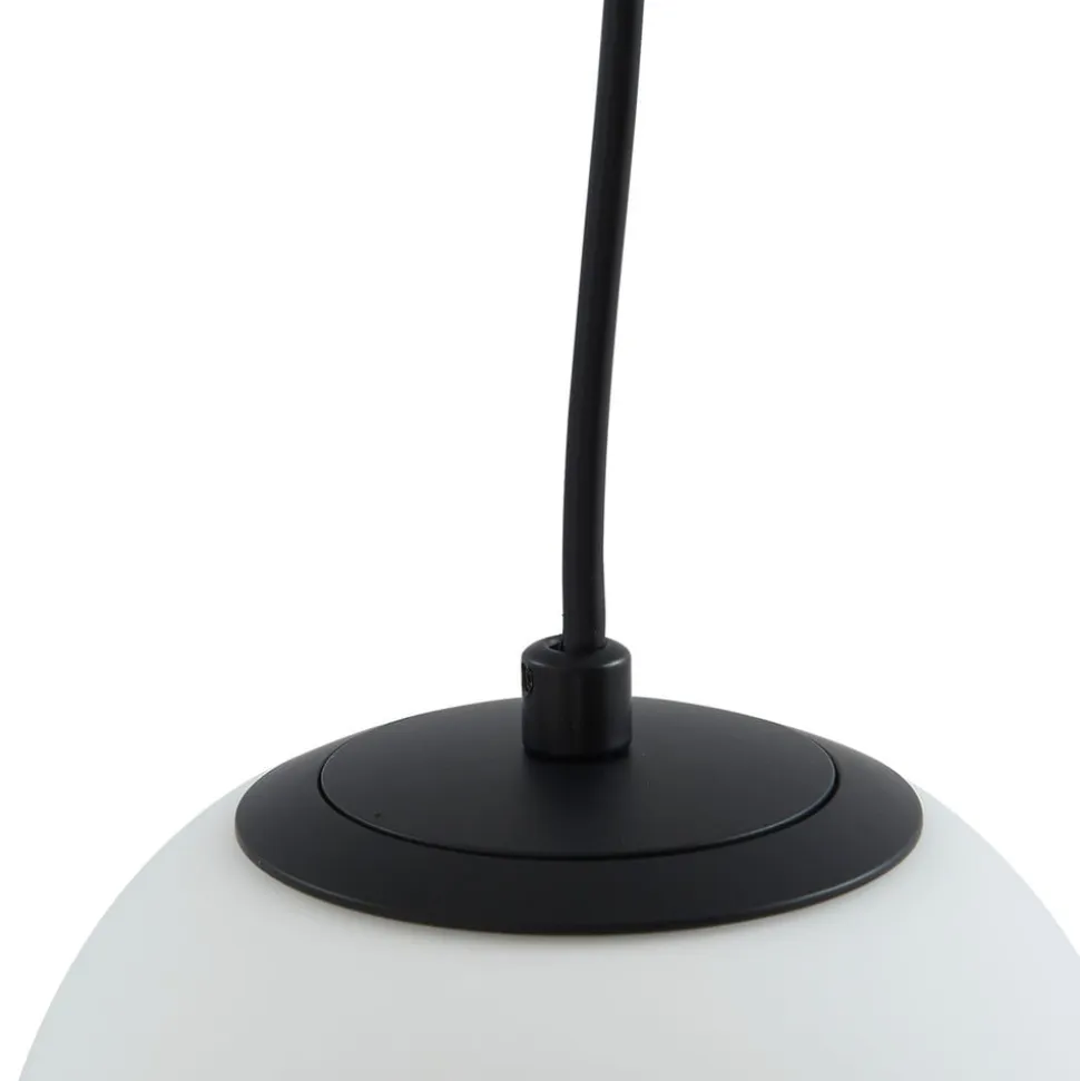 Lucande hængelampe Bidolo, sort, glas, Ø 15 cm, IP44