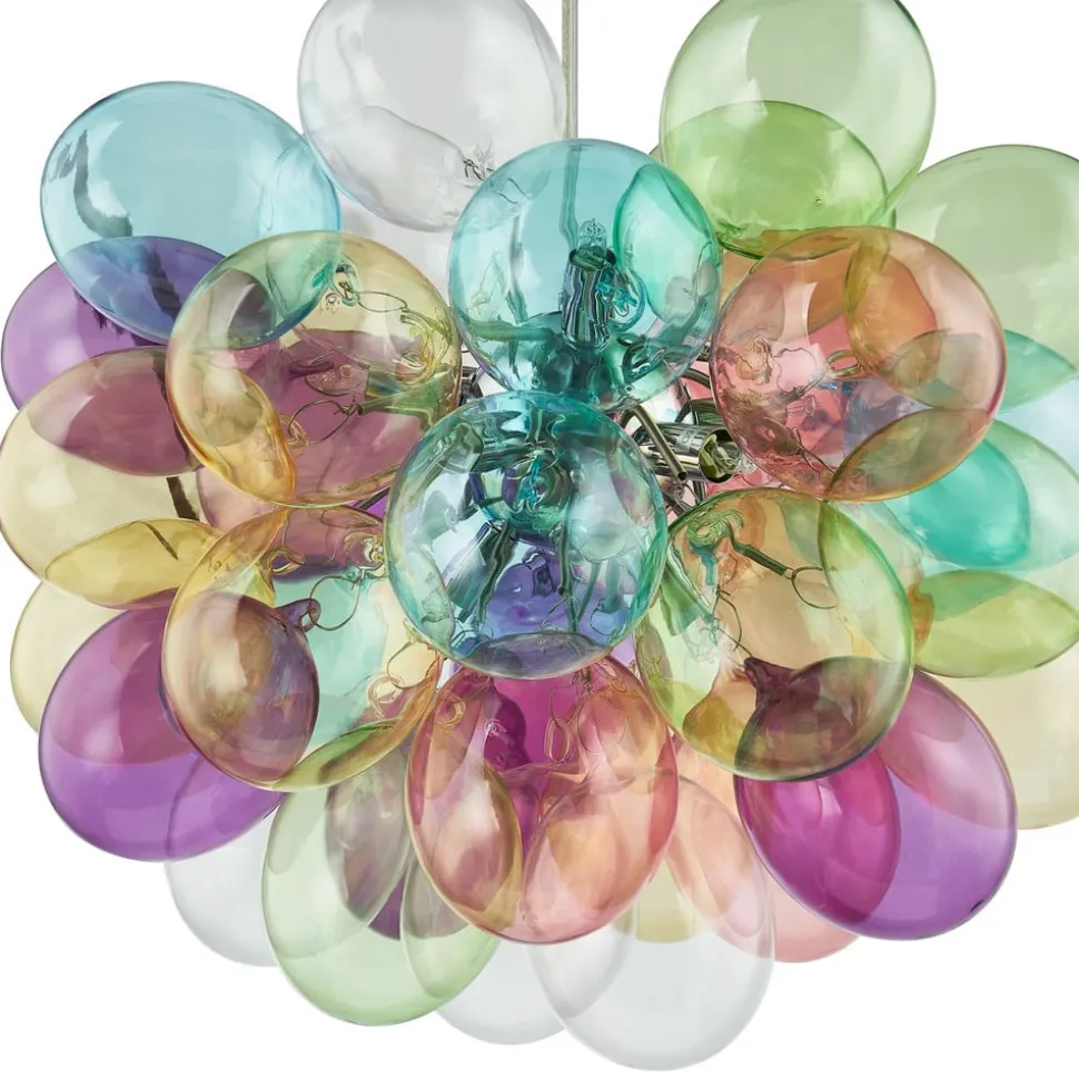 Lucande hængelampe Diborah, Ø 50 cm, farvet, glas, G9