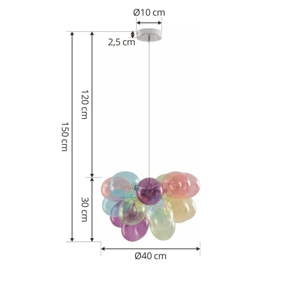 Lucande hængelampe Diborah, Ø 40 cm, farvet, glas, G9
