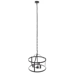 Lucande hængelampe Eryk, Ø 40 cm, sort, glas, 3 lyskilder