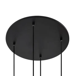 Lucande hængelampe Lunelle, sort, glas, 4 lyskilder, Ø 40 cm