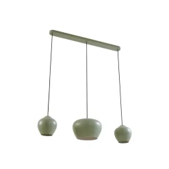 Lucande hængelampe Malisa, grøn, 3 lyskilder, metal, længde 90 cm