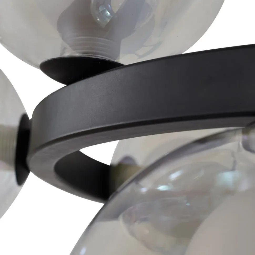 Lucande hængelampe Marvi, Ø 68 cm, sort, glas, metal