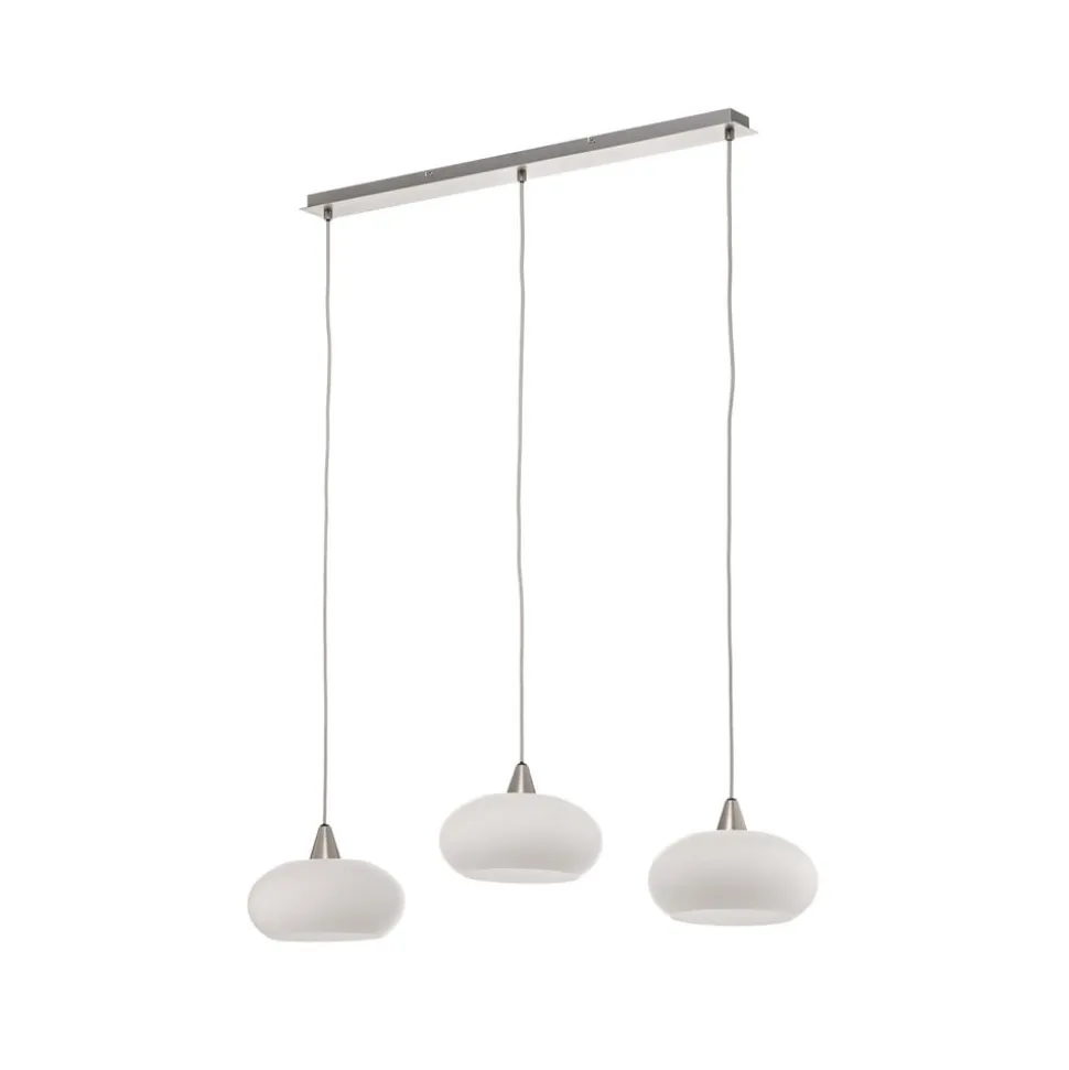 Lucande hængelampe Sharvil, 3 lyskilder, hvid, glas, 97 cm