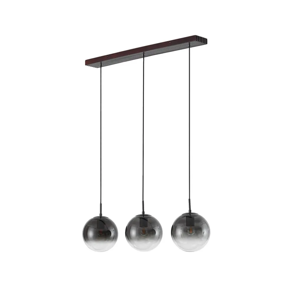 Lucande hængelampe Veloura, 3 lyskilder, 84 cm, glas, træ