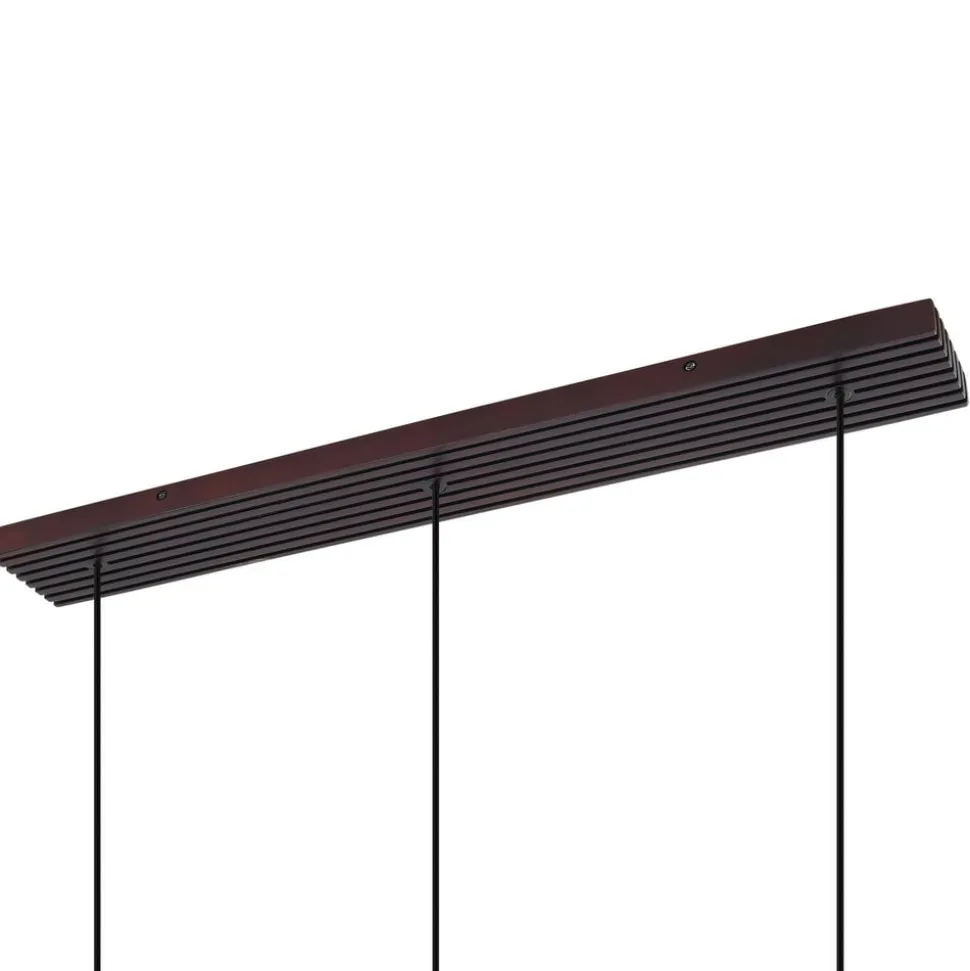 Lucande hængelampe Veloura, 3 lyskilder, 84 cm, glas, træ