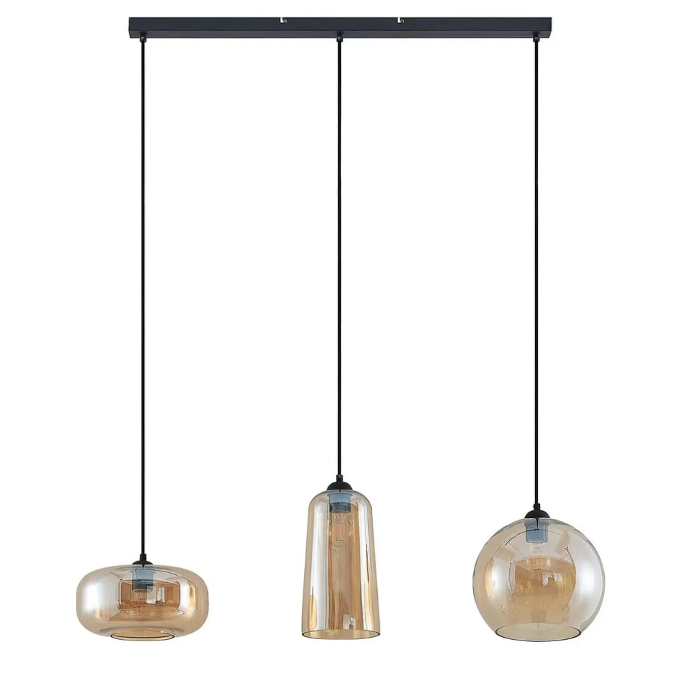 Lucande hængelampe Wilja, rav, glas, 111 cm, 3 lyskilder, E27