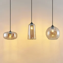 Lucande hængelampe Wilja, rav, glas, 111 cm, 3 lyskilder, E27