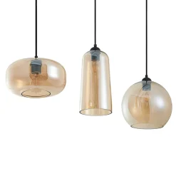 Lucande hængelampe Wilja, rav, glas, 111 cm, 3 lyskilder, E27