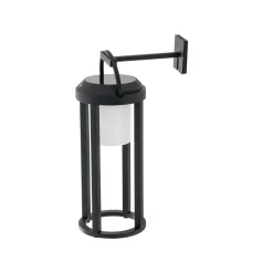 Lucande 2-i-1 LED-solcellelampe Tilena, sort, rund, aluminium