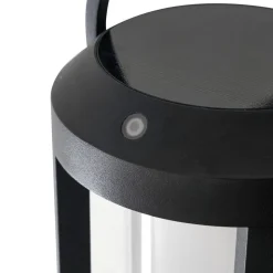Lucande 2-i-1 LED-solcellelampe Tilena, sort, rund, aluminium