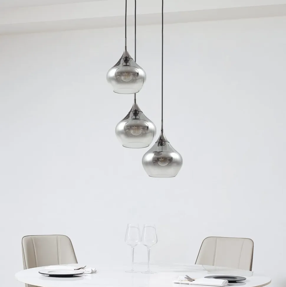 Lucande Jarven hængelampe, 3 lyskilder, sort, glas