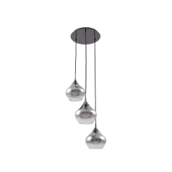Lucande Jarven hængelampe, 3 lyskilder, sort, glas
