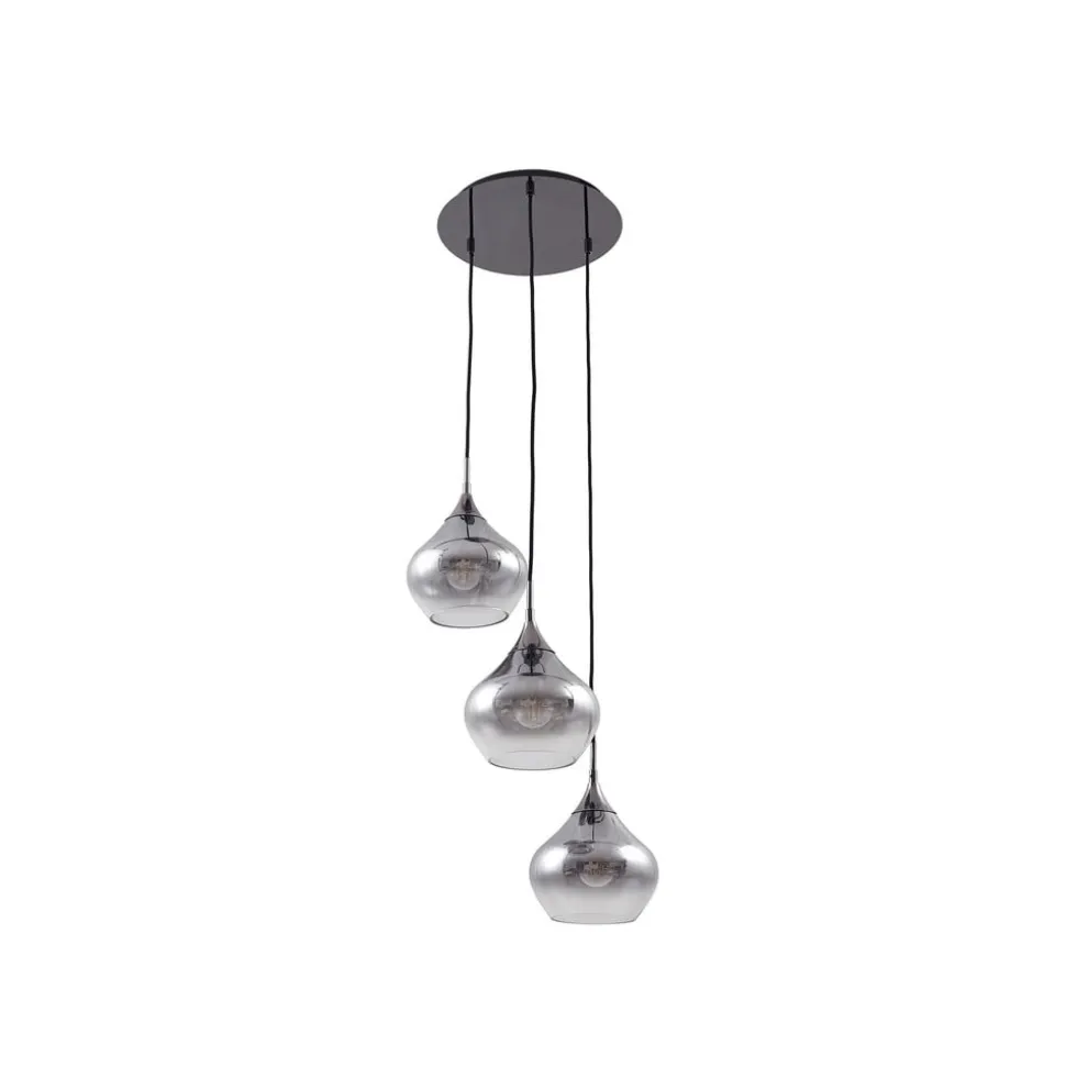Lucande Jarven hængelampe, 3 lyskilder, sort, glas