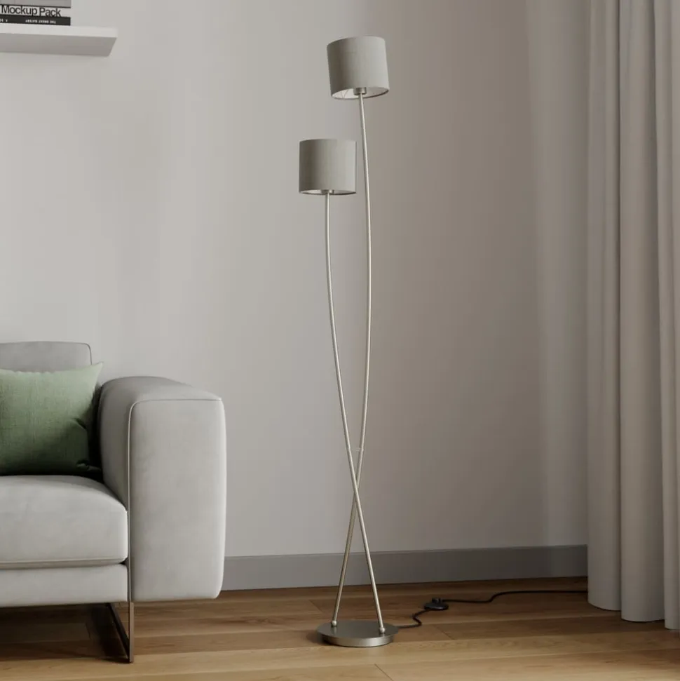 Lucande Juljana gulvlampe, 2 lk., stofskærme