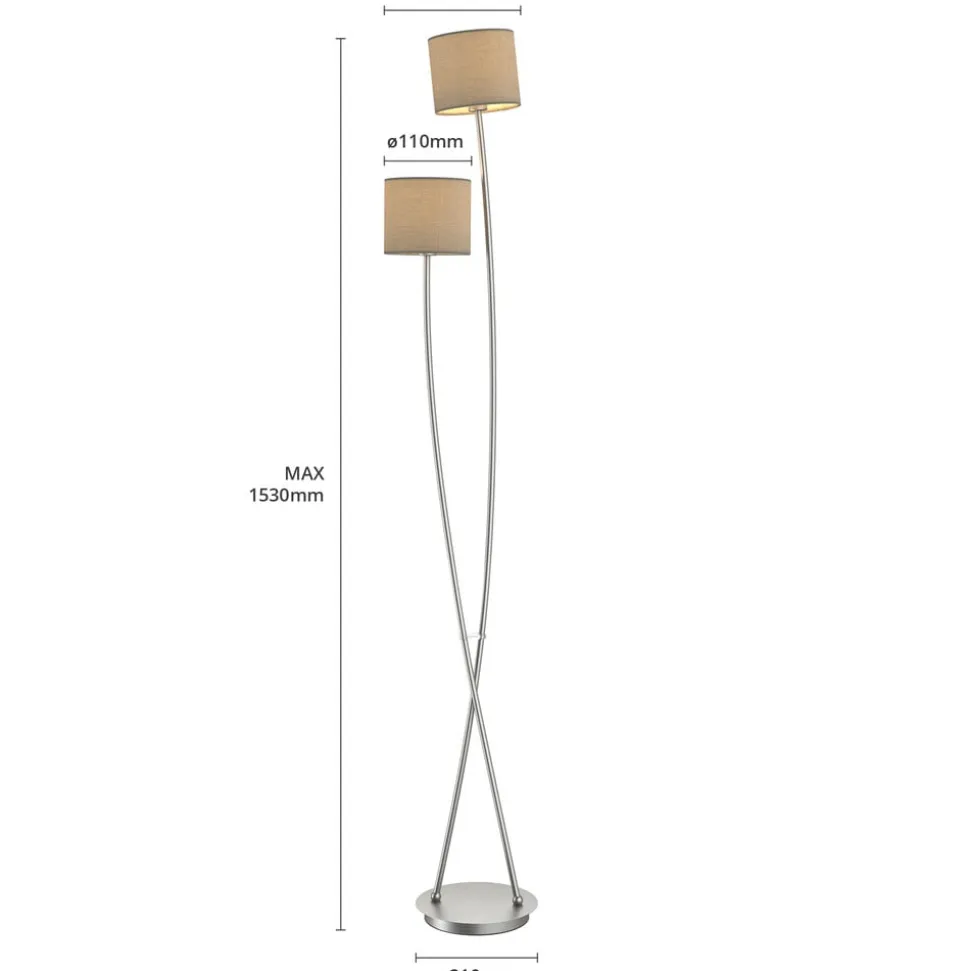 Lucande Juljana gulvlampe, 2 lk., stofskærme