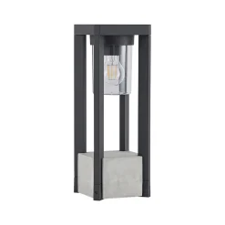 Lucande Kalisa sokkellampe, E27, IP44, 42 cm, grå, metal