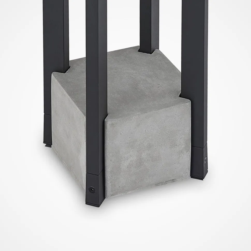 Lucande Kalisa sokkellampe, E27, IP44, 42 cm, grå, metal