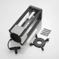 Lucande Kalisa sokkellampe, E27, IP44, 42 cm, grå, metal
