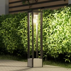 Lucande Kalisa vejlampe, E27, IP44, 70 cm, grå, metal