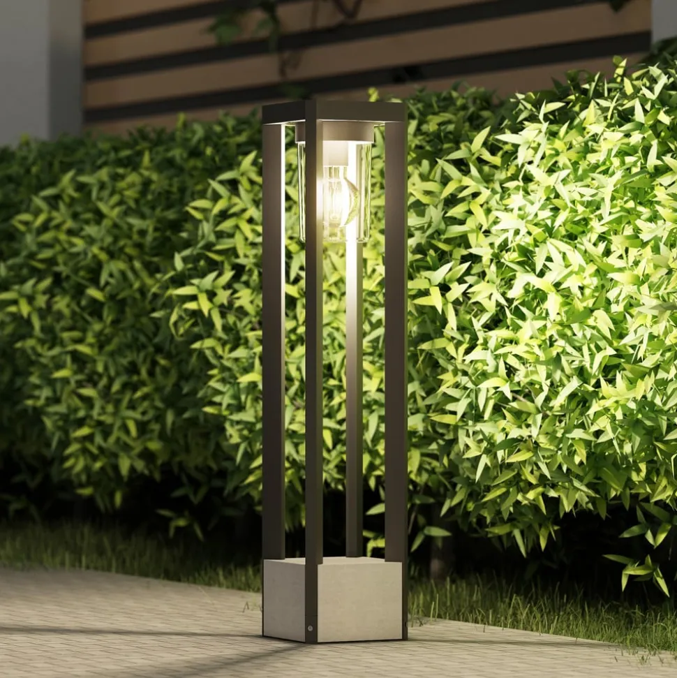 Lucande Kalisa vejlampe, E27, IP44, 70 cm, grå, metal