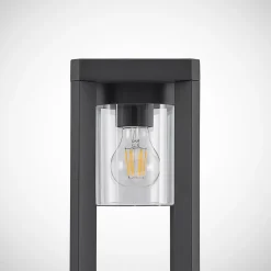 Lucande Kalisa vejlampe, E27, IP44, 70 cm, grå, metal