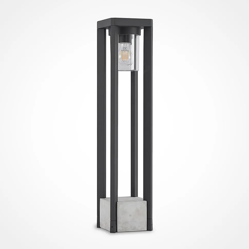 Lucande Kalisa vejlampe, E27, IP44, 70 cm, grå, metal