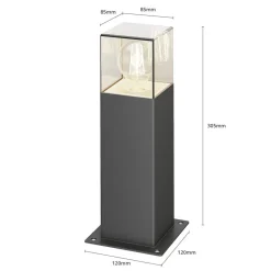 Lucande Keke sokkellampe, højde 30 cm, antracit, aluminium