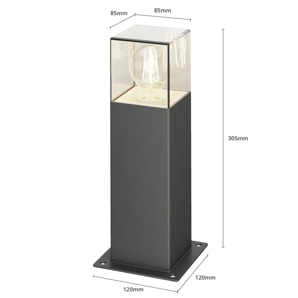 Lucande Keke sokkellampe, højde 30 cm, antracit, aluminium