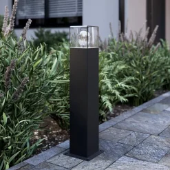 Lucande Keke sokkellampe, højde 50 cm, antracit, aluminium