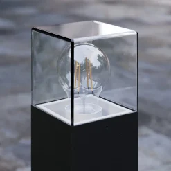 Lucande Keke sokkellampe, højde 50 cm, antracit, aluminium