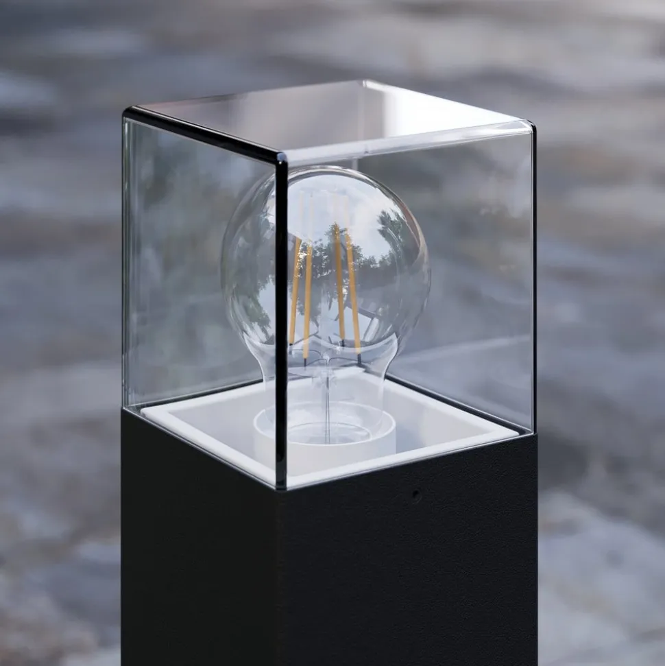 Lucande Keke sokkellampe, højde 50 cm, antracit, aluminium