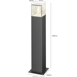 Lucande Keke sokkellampe, højde 50 cm, antracit, aluminium