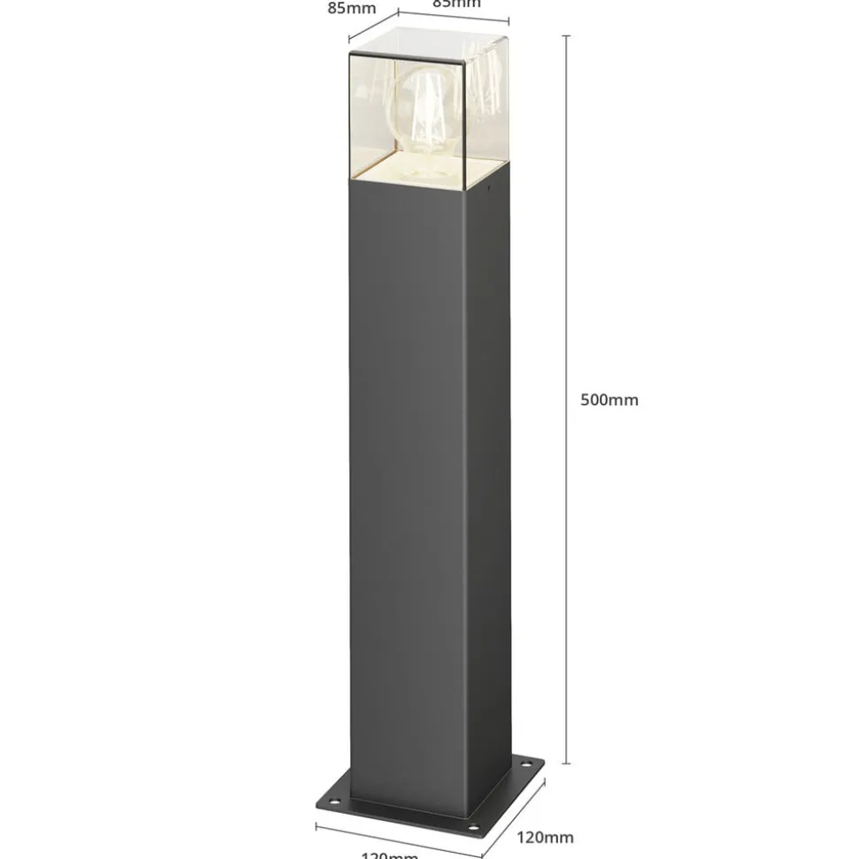 Lucande Keke sokkellampe, højde 50 cm, antracit, aluminium