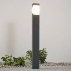 Lucande Kiran vejlampe, 100 cm, grå, metal, IP44, E27