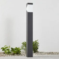 Lucande Kiran vejlampe, 100 cm, grå, metal, IP44, E27