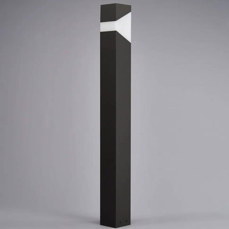 Lucande Kiran vejlampe, 100 cm, grå, metal, IP44, E27