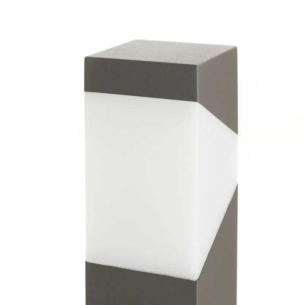 Lucande Kiran vejlampe, 100 cm, grå, metal, IP44, E27