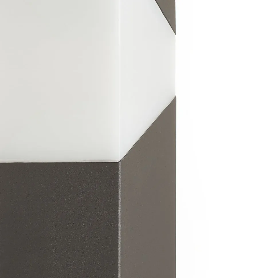 Lucande Kiran vejlampe, 100 cm, grå, metal, IP44, E27
