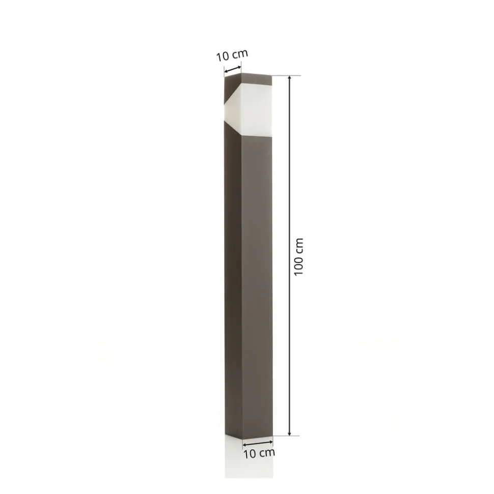 Lucande Kiran vejlampe, 100 cm, grå, metal, IP44, E27