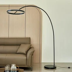 Lucande LED buelampe Yekta, sort, 183 cm, dæmpbar
