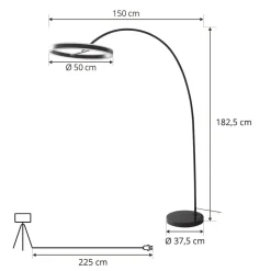 Lucande LED buelampe Yekta, sort, 183 cm, dæmpbar