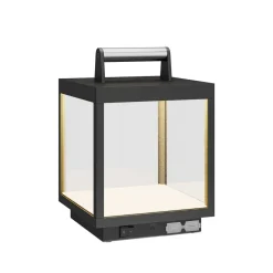 Lucande LED genopladelig bordlampe Cube, aluminium, IP54, dæmpbar
