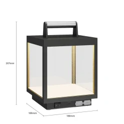 Lucande LED genopladelig bordlampe Cube, aluminium, IP54, dæmpbar
