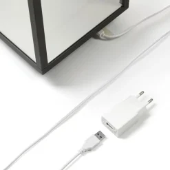 Lucande LED genopladelig bordlampe Cube, aluminium, IP54, dæmpbar