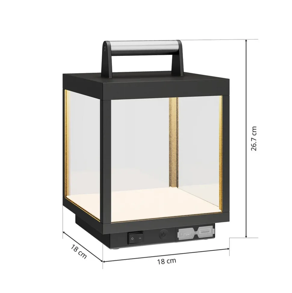 Lucande LED genopladelig bordlampe Cube, aluminium, IP54, dæmpbar