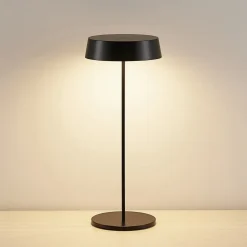 Lucande LED genopladelig bordlampe Tibia, sort, aluminium, USB, IP54